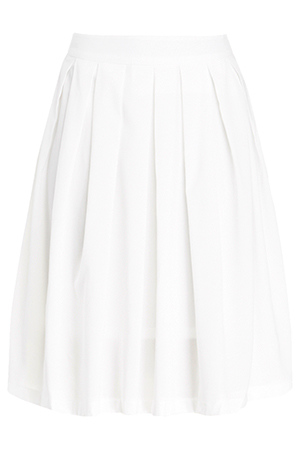 A-Line Pleated Midi Skirt in Ivory | DAILYLOOK