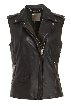 MUUBAA Limited Lynn Sleeveless Leather Biker Vest Slide 1