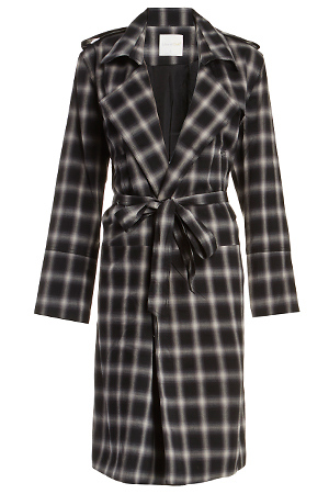 Line & Dot Plaid Keaton Trench Coat Slide 1