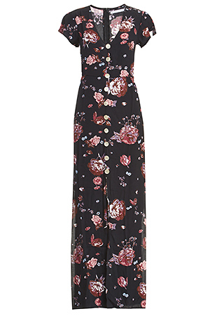 Faithfull The Brand Calypso Floral Maxi Dress in Black | DAILYLOOK