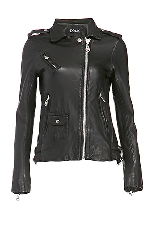 DOMA Multi Coin Pockets Leather Moto Jacket Slide 1