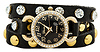 Crystal Stud Leather Wrap Watch Bracelet