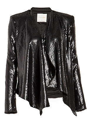 Line & Dot Matte Sequin Draped Jacket Slide 1