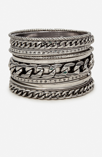 DAILYLOOK Chain Gang Bangle Bracelet Set Slide 1