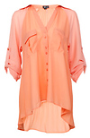 Sheer High Low Pleated Back Top