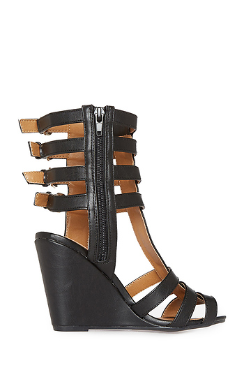 black gladiator sandals wedge