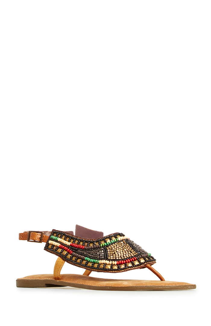 Z & L Beaded Thong Sandals in Floral Multi DAILYLOOK