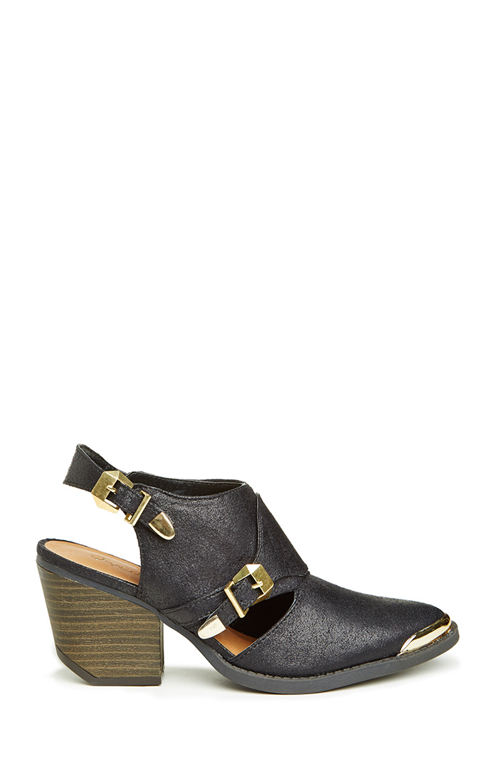 black cut out booties