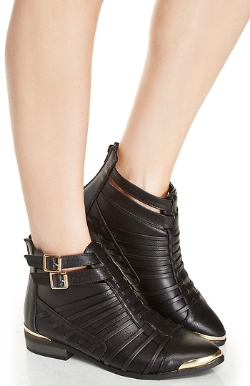 black booties with silver hardware