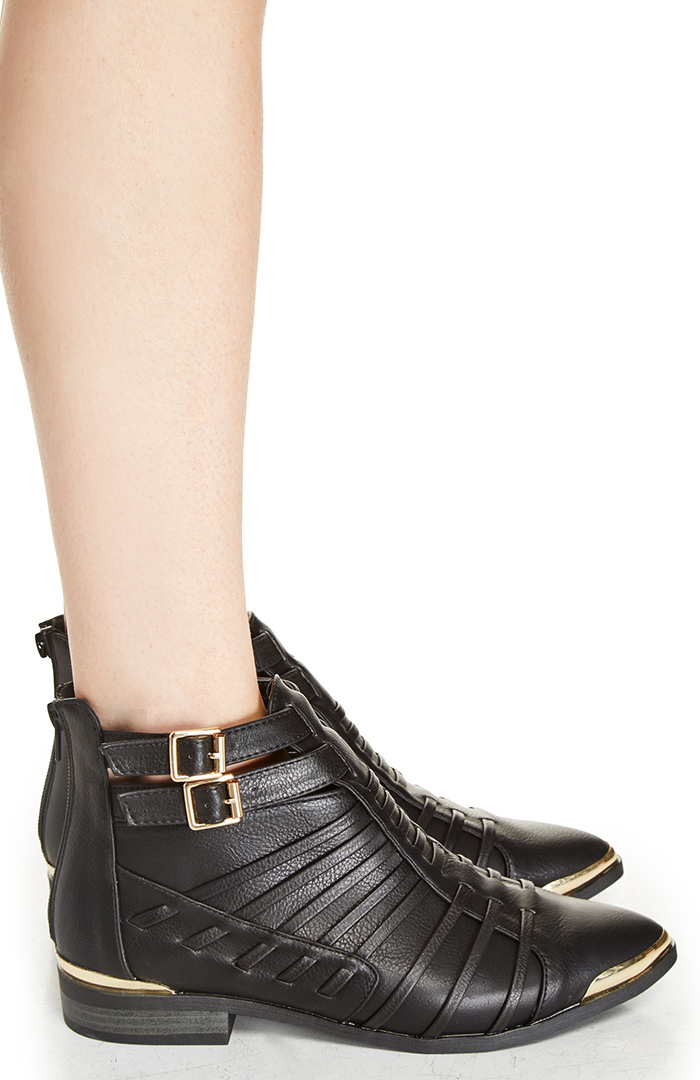 black booties with silver trim