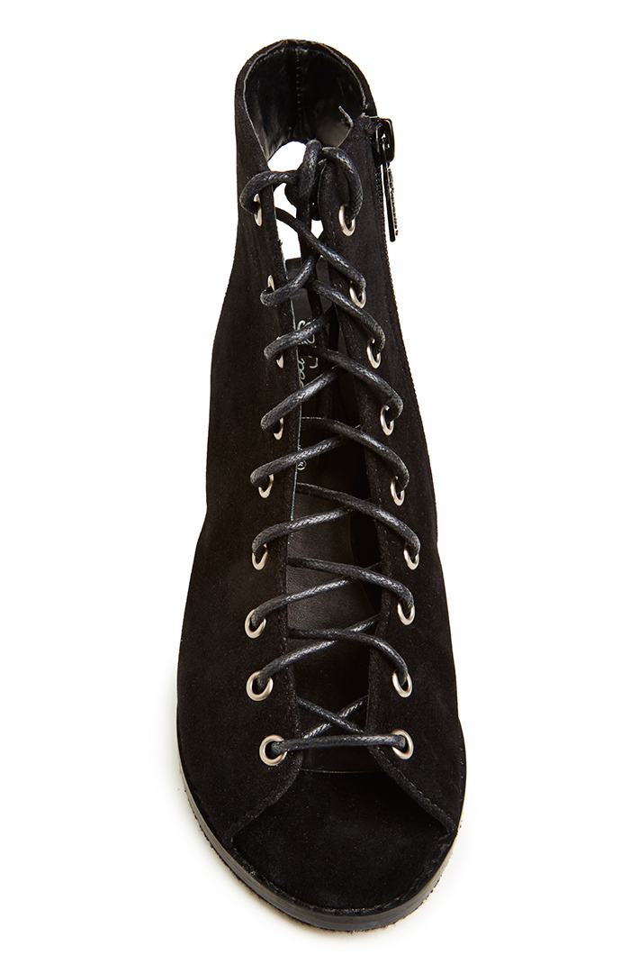black cut out booties