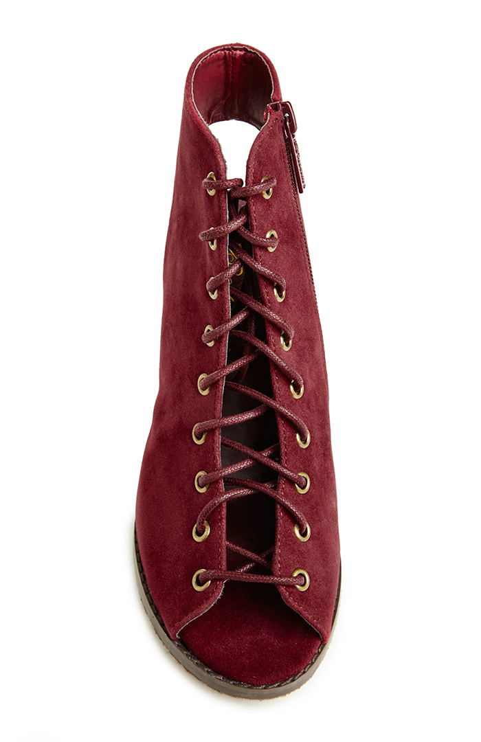 red cut out booties