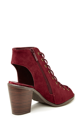 red cut out booties
