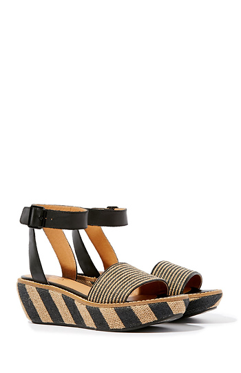 Kelsi Dagger Brooklyn Striped Espadrille Wedges Slide 1