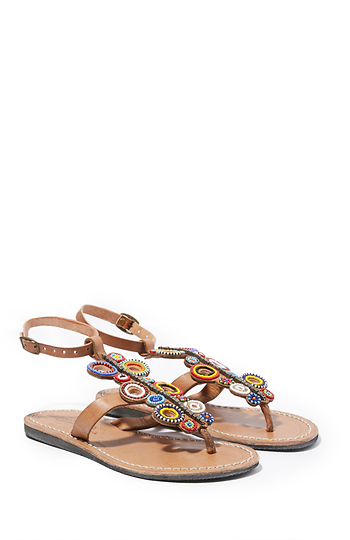 Laidback London Skye Flat Mid Brown Tribal Slide 1