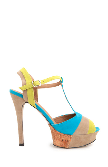 Color Block Cork Platforms Slide 1