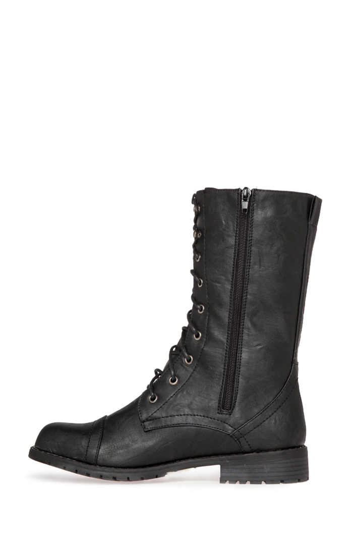 black boots with lace up back