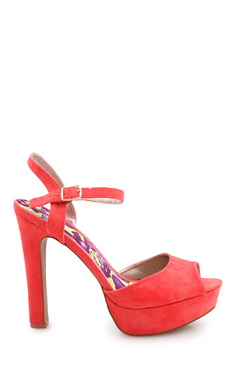 Coral Peep Toe Ankle Strap Shoes Slide 1