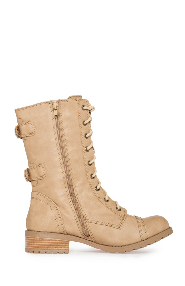 womens beige military boots