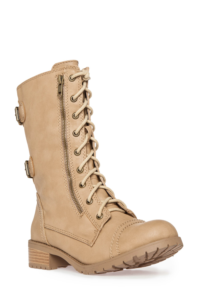 womens beige military boots