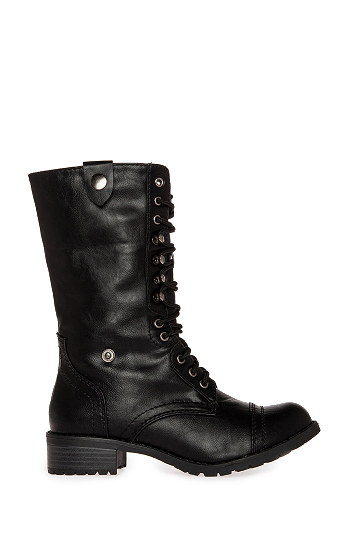 fold over combat boots with plaid inside