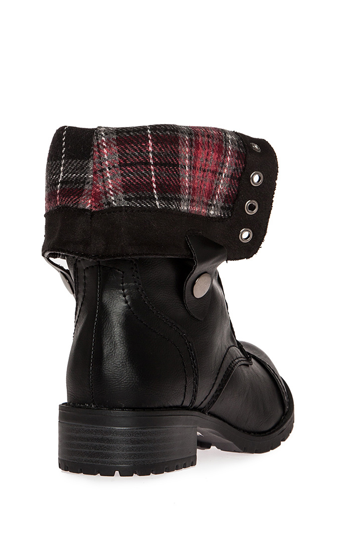 jenna buffalo plaid fold over duck boot