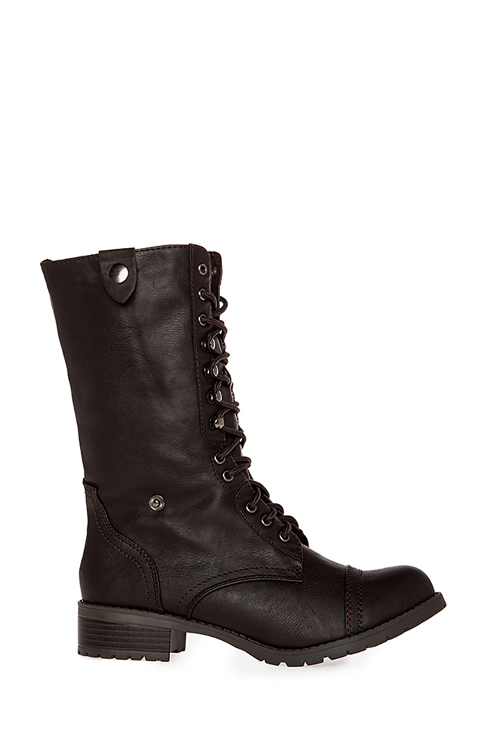 fold over combat boots with plaid inside