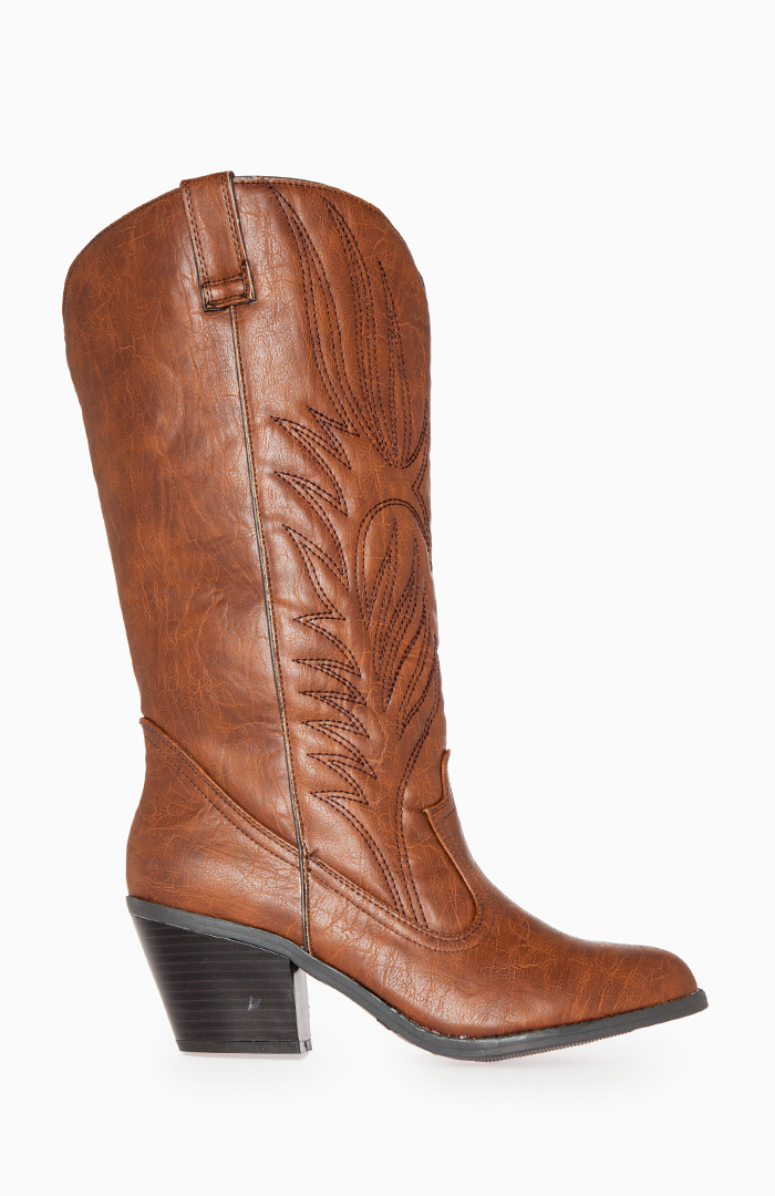 cognac western booties