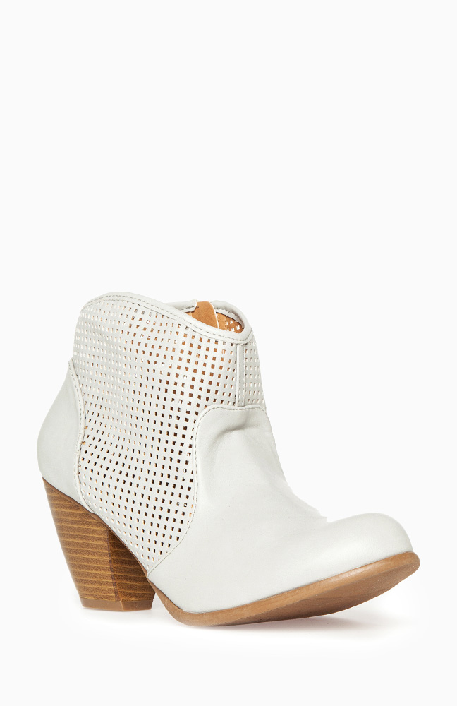 gray perforated booties