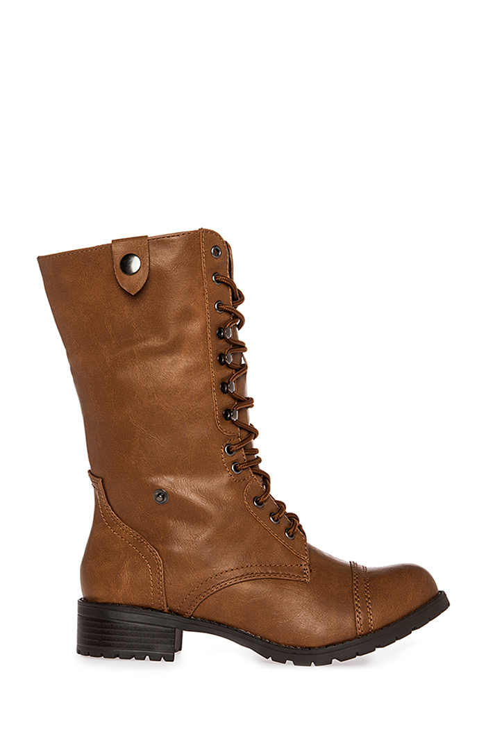 fold over combat boots with plaid inside