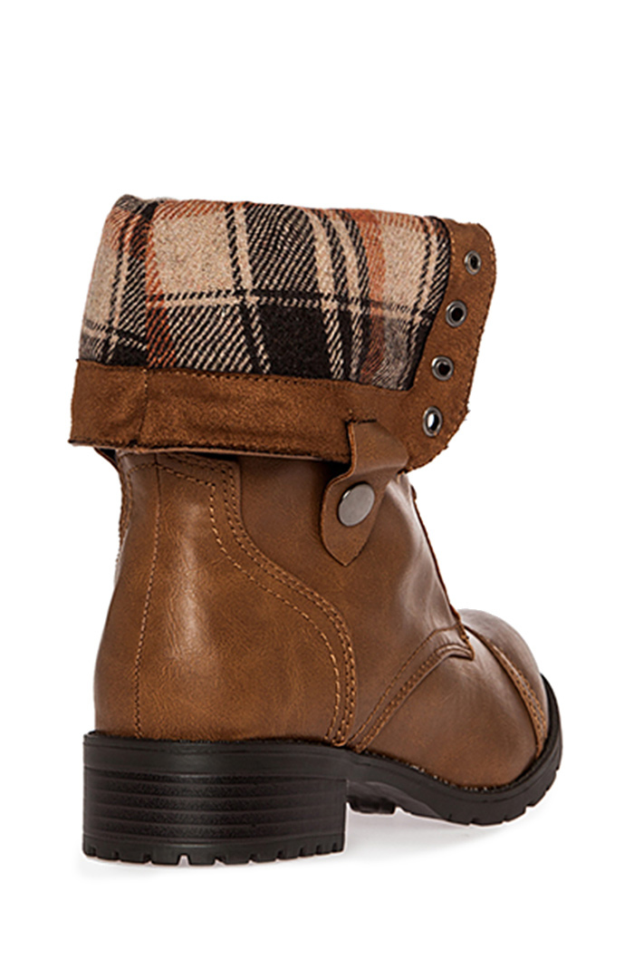 jenna buffalo plaid fold over duck boot