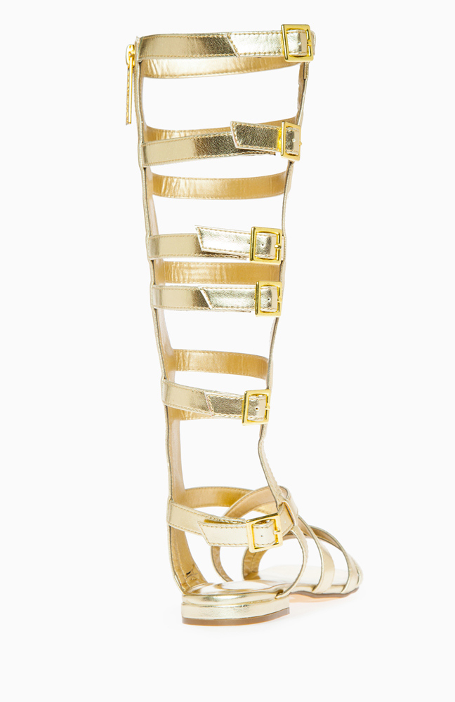 Knee High Gladiator Sandals in Gold | DAILYLOOK