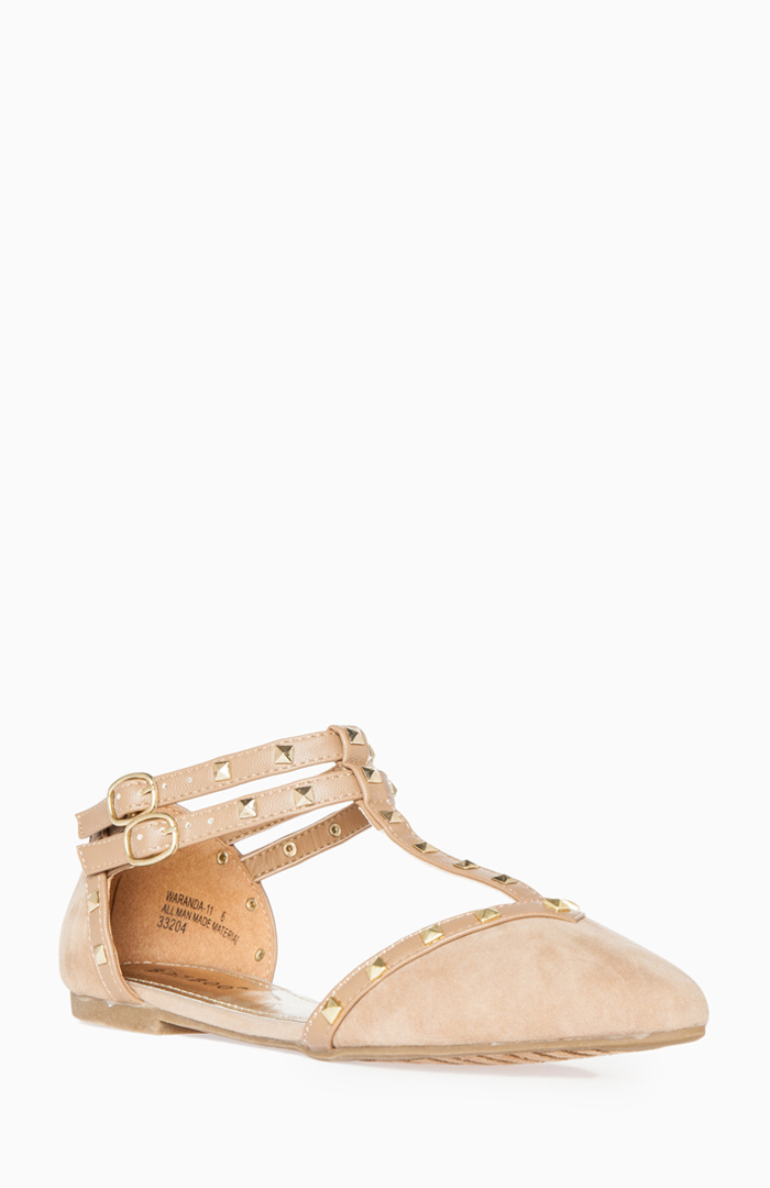 tan strappy flats