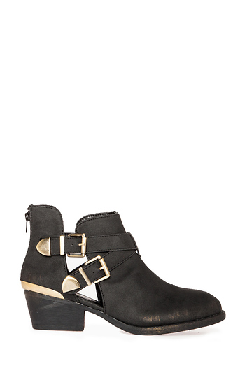 Metallic Cutout Ankle Boots Slide 1