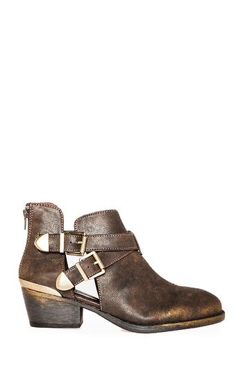 Metallic Cutout Ankle Boots Slide 1