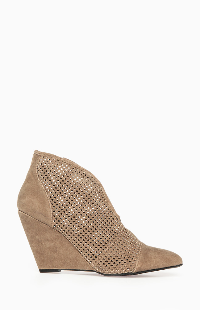 Perforated Wedge Booties in Taupe | DAILYLOOK