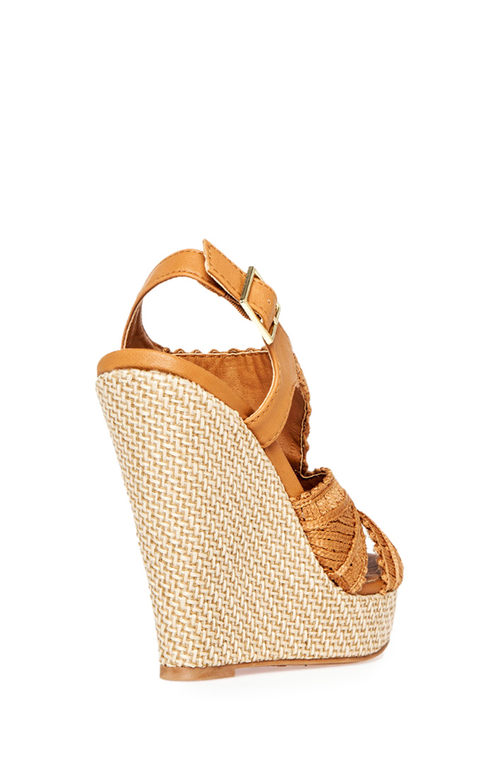 Ribbon Basket Wedges in Tan DAILYLOOK