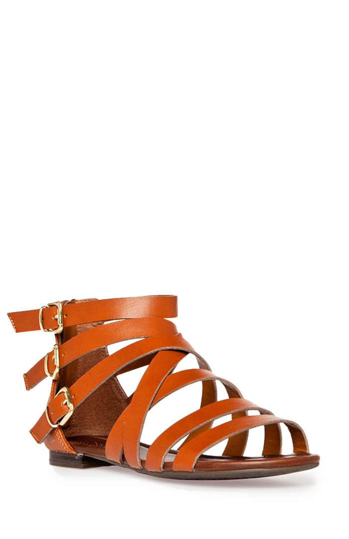Strappy Gladiator Sandals in Cognac DAILYLOOK