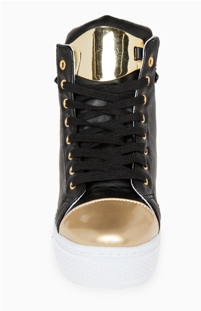 gold platform trainers womens