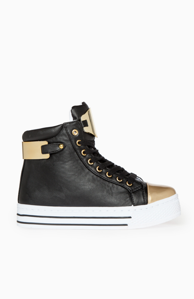 gold platform trainers womens