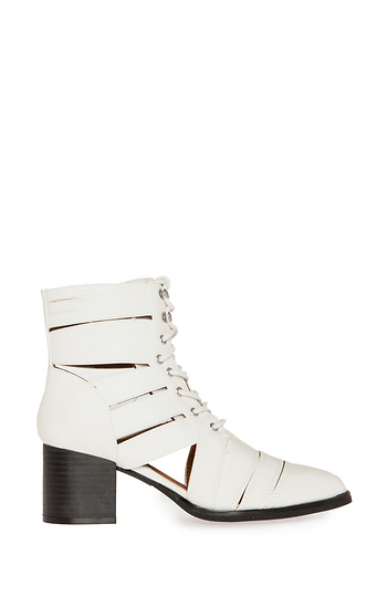 Cutout Lace Up Booties in White | DAILYLOOK