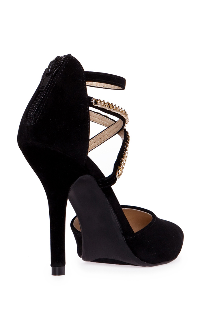 black high heels with chains