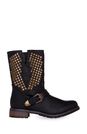 Studded Buckle Boots Slide 1