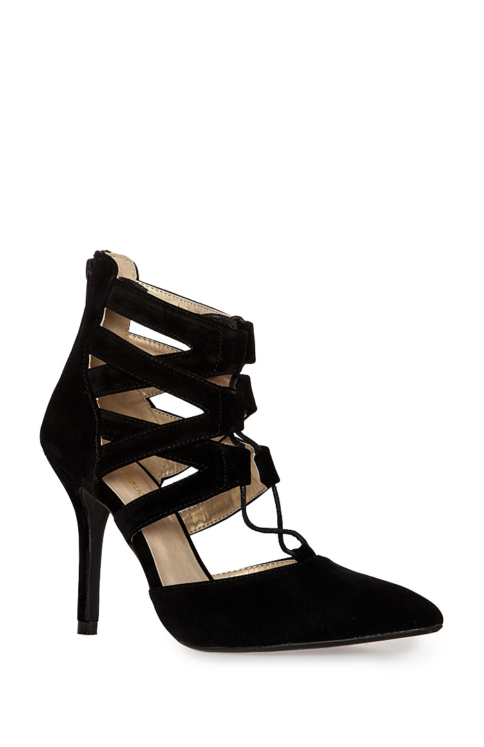 black velvet lace up heels