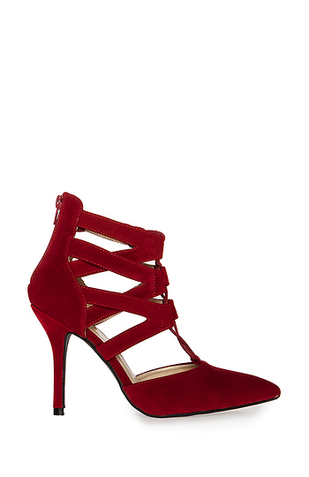 Velvet Lace Up Heels Slide 1