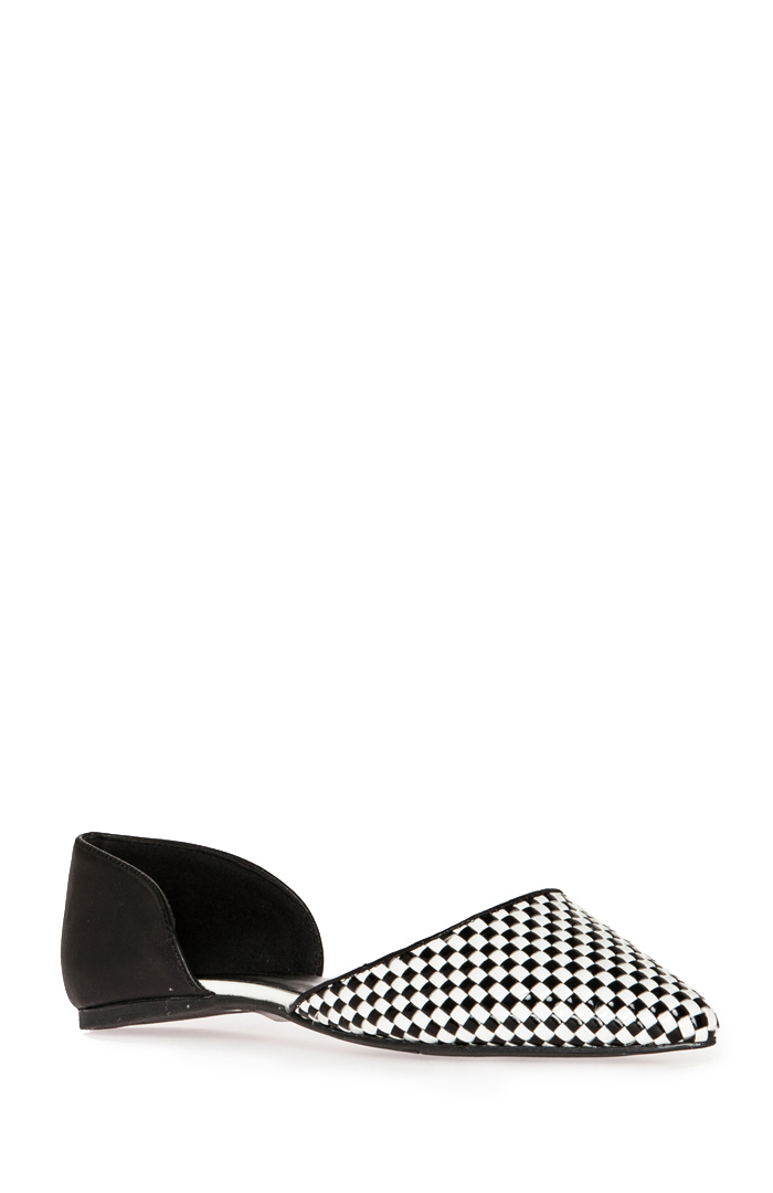 black and white pointed toe flats