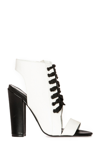 Chunky Lace Up Heels Slide 1