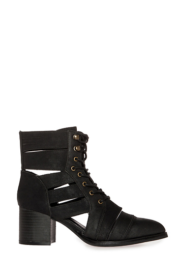 Cutout Lace Up Booties Slide 1