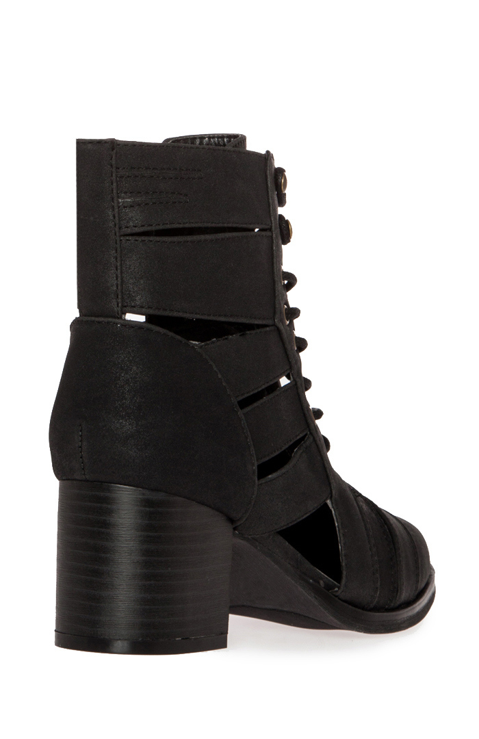 Cutout Lace Up Booties in Black | DAILYLOOK