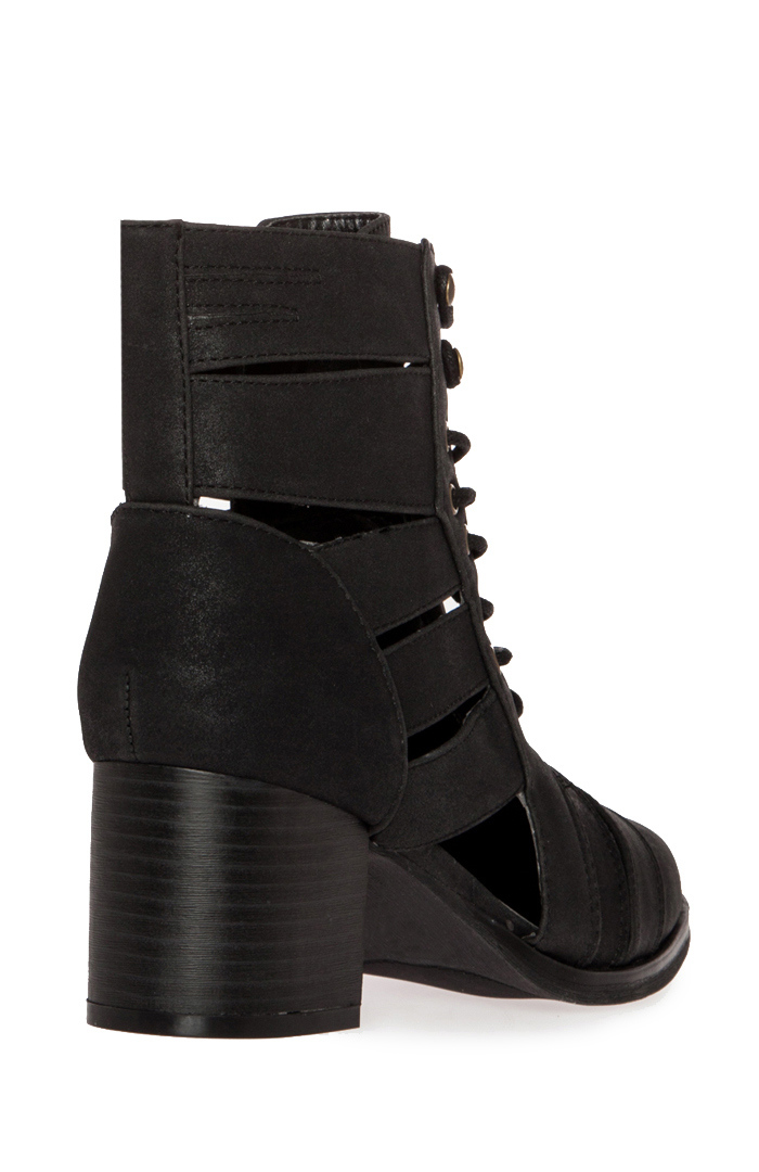 black cut out booties
